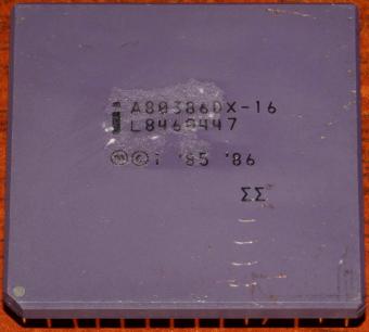 Intel 386DX 16 MHz CPU A80386DX-16 (L8460447) Doppel-Sigma Zeichen, kein S-Spec, kein weißes Logo, cPGA-132 USA 1985-88